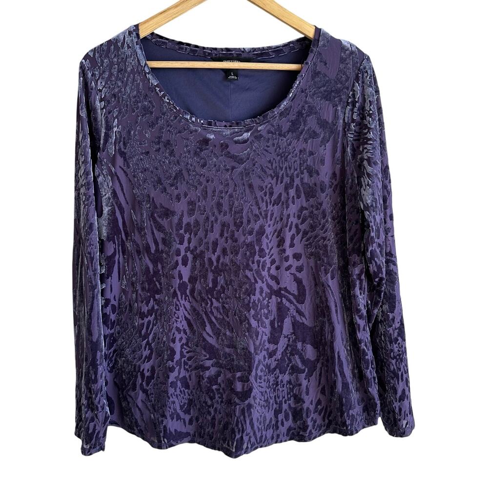 Simply Vera Wang Womens Whimsigoth Velvet Burnout Top L Black Fairy Grunge